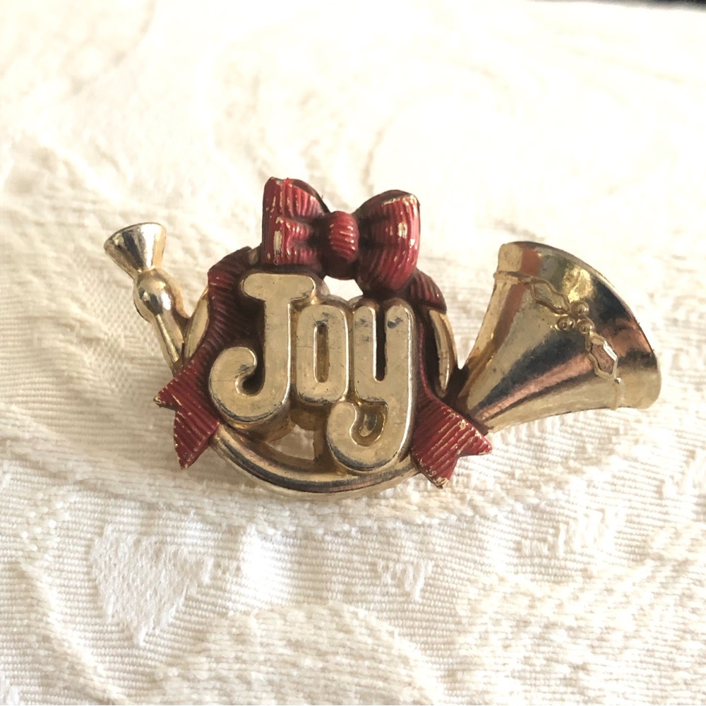 Vintage 1983 Hallmark Cards “Joy” Christmas brooch pin